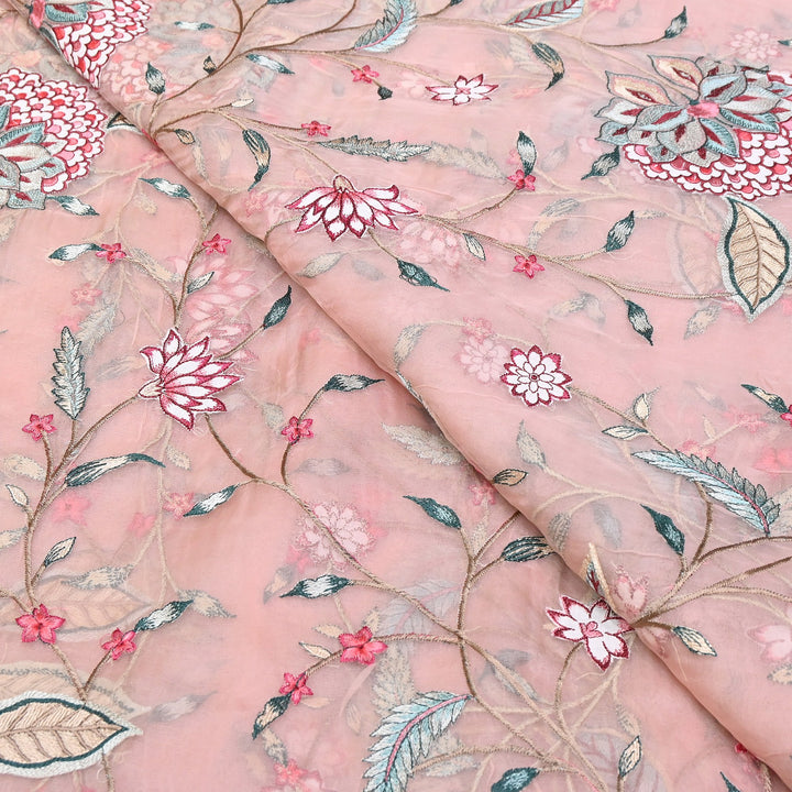 Premium Silk Organza Thread Embroidery Fabric | Designer Fabric | PS1978-02