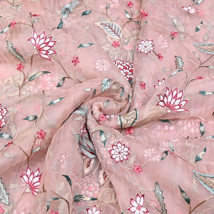 Premium Silk Organza Thread Embroidery Fabric | Designer Fabric | PS1978-02
