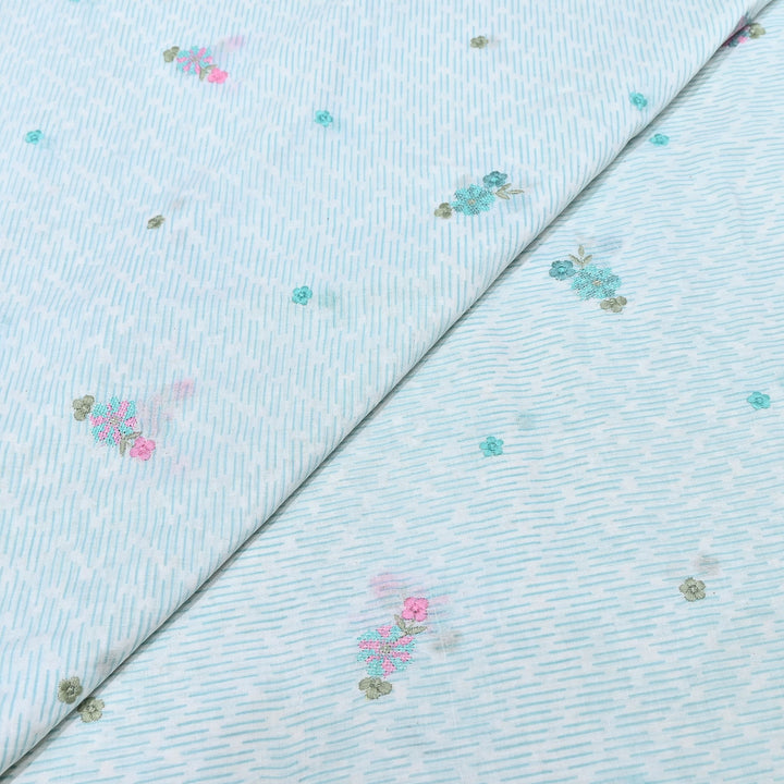 Premium Cotton Malmal Discharge Print Embroidery Fabric | Soft Lightweight Designer Fabric- GP4168A-5