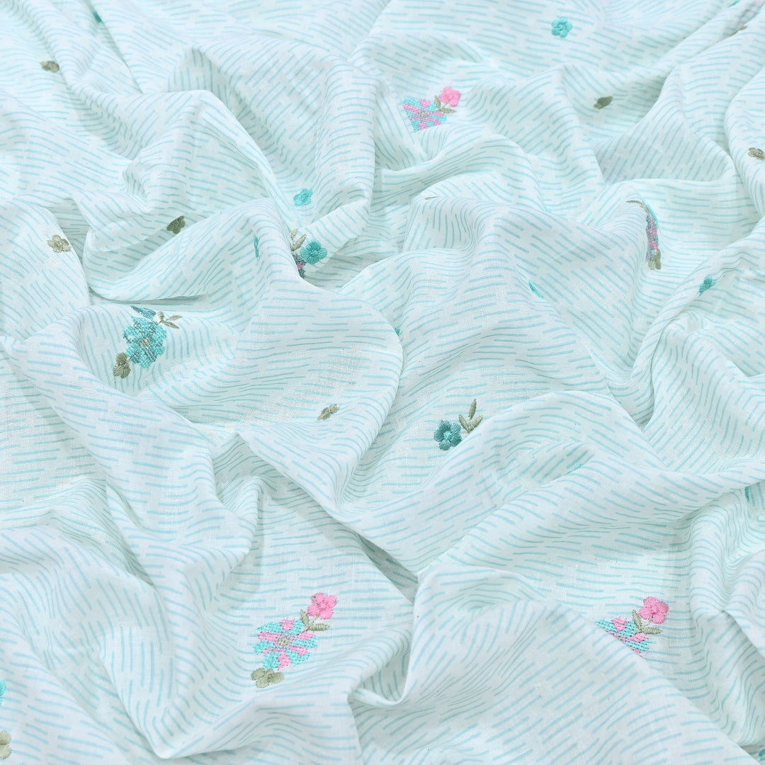 Premium Cotton Malmal Discharge Print Embroidery Fabric | Soft Lightweight Designer Fabric- GP4168A-5