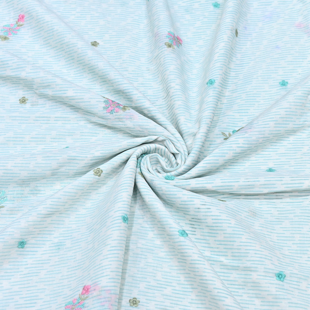 Premium Cotton Malmal Discharge Print Embroidery Fabric | Soft Lightweight Designer Fabric- GP4168A-5