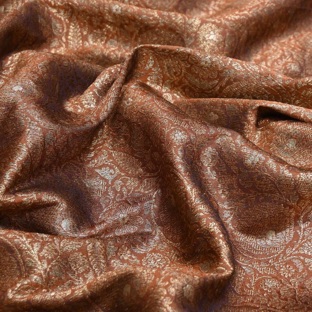 Premium Silk Katan Antique Brocade Fabric | Designer Zari Weave-001128-A8