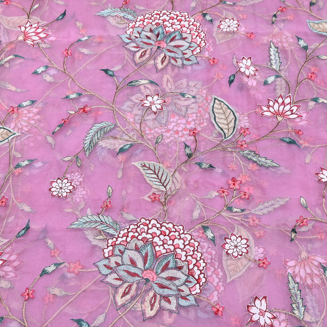 Premium Silk Organza Thread Embroidery Fabric | Designer Fabric | PS1978-06