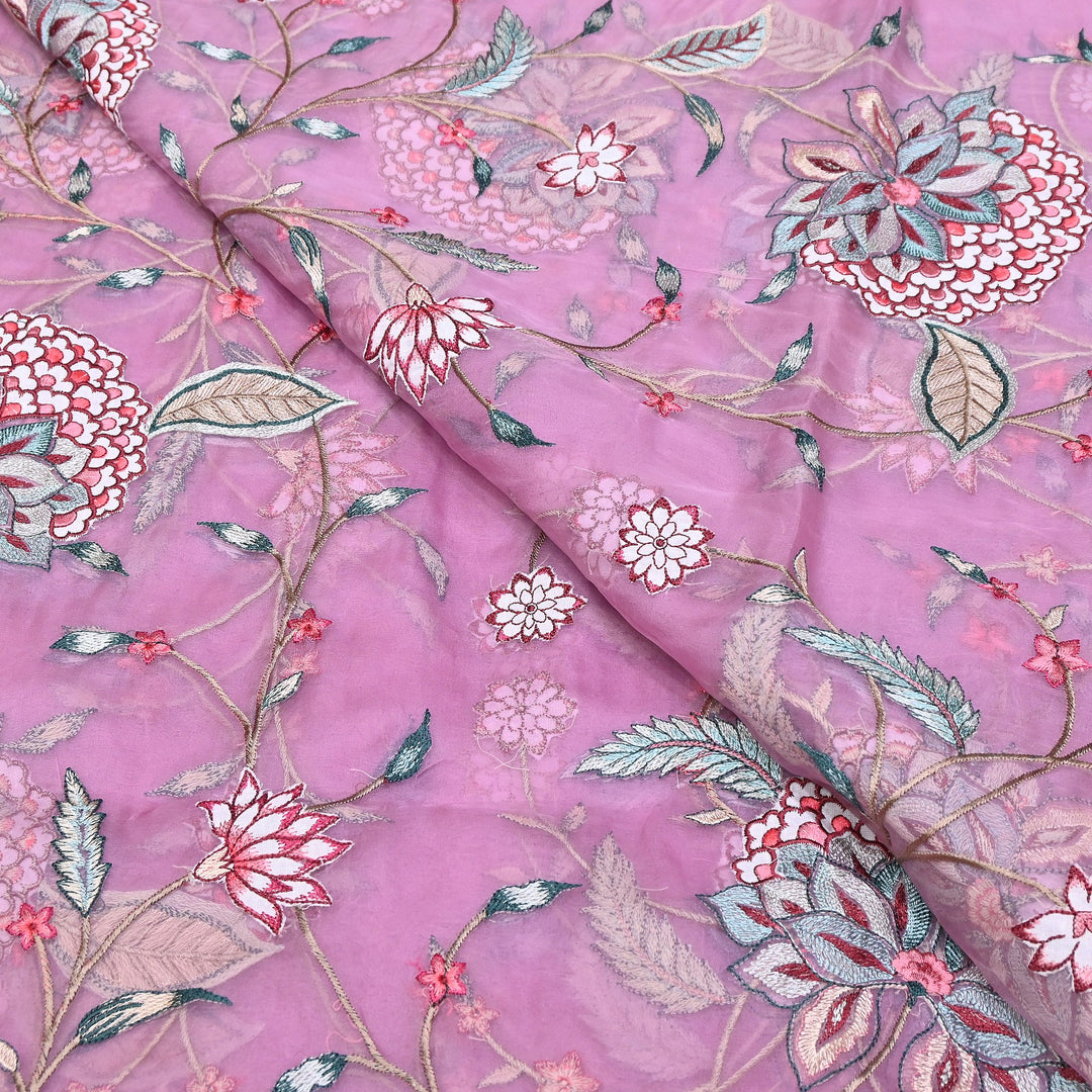 Premium Silk Organza Thread Embroidery Fabric | Designer Fabric | PS1978-06