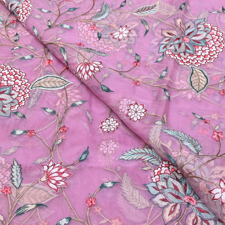 Premium Silk Organza Thread Embroidery Fabric | Designer Fabric | PS1978-06