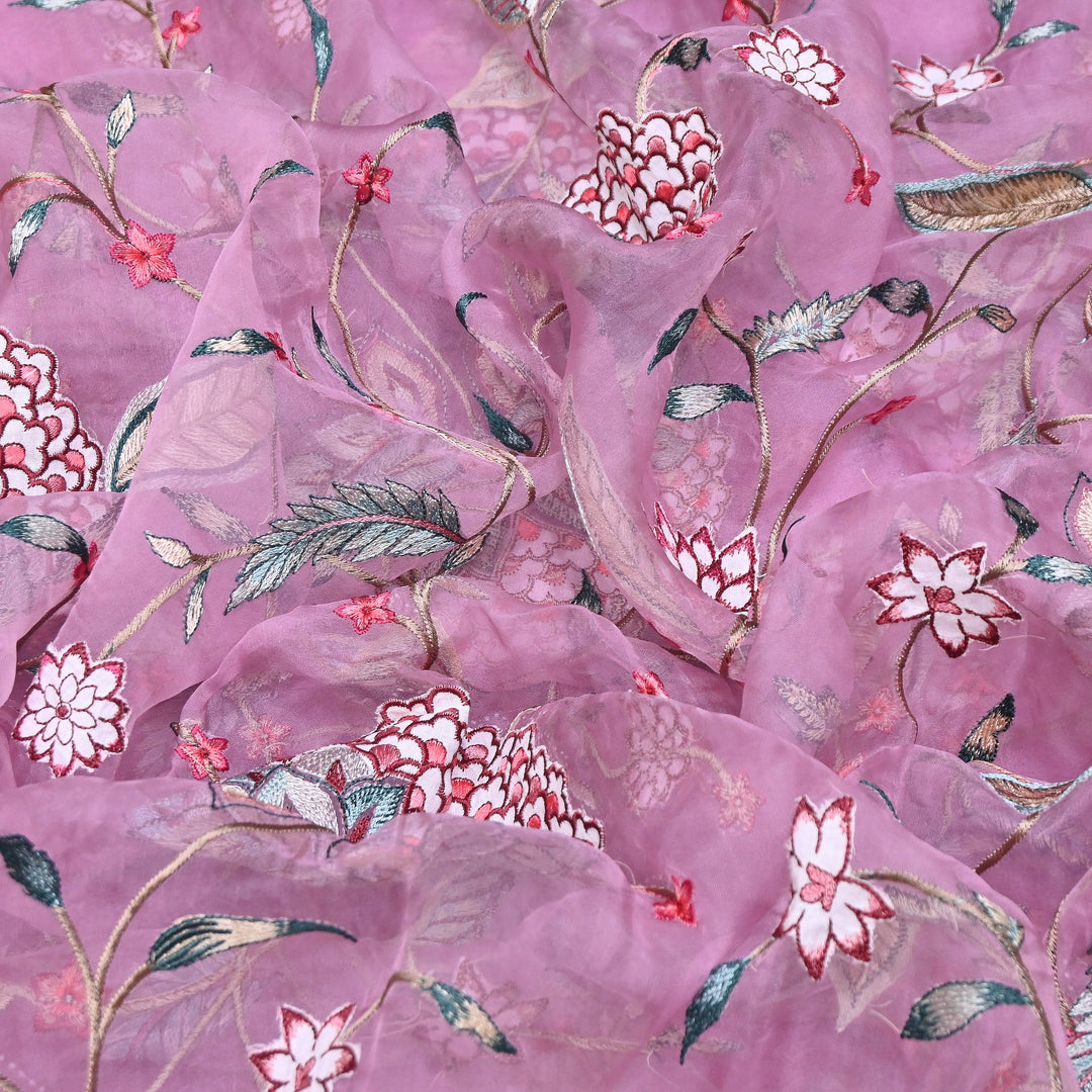 Premium Silk Organza Thread Embroidery Fabric | Designer Fabric | PS1978-06