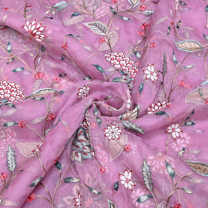 Premium Silk Organza Thread Embroidery Fabric | Designer Fabric | PS1978-06