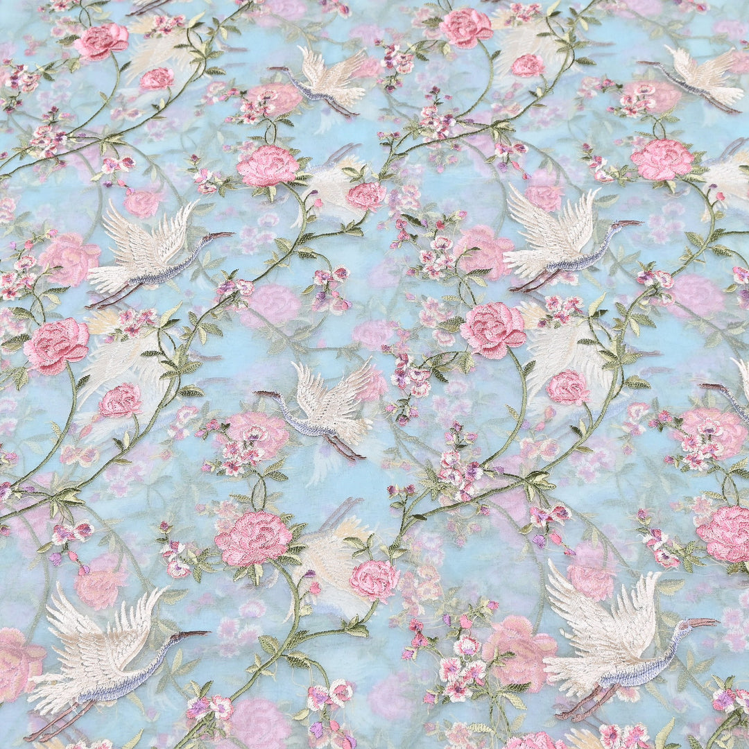 Premium Silk Organza Thread Embroidery Fabric | Designer Fabric | 0PA127-01