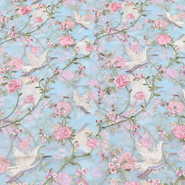 Premium Silk Organza Thread Embroidery Fabric | Designer Fabric | 0PA127-01