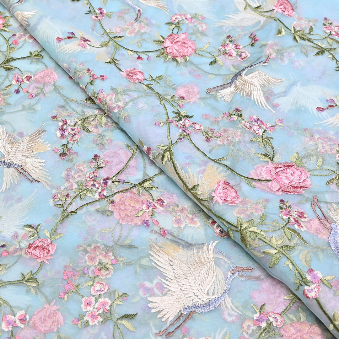 Premium Silk Organza Thread Embroidery Fabric | Designer Fabric | 0PA127-01