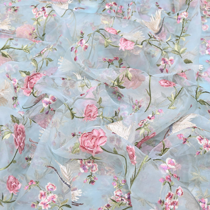 Premium Silk Organza Thread Embroidery Fabric | Designer Fabric | 0PA127-01