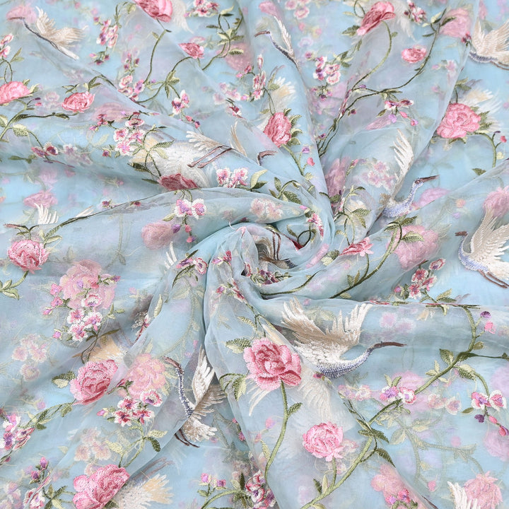 Premium Silk Organza Thread Embroidery Fabric | Designer Fabric | 0PA127-01