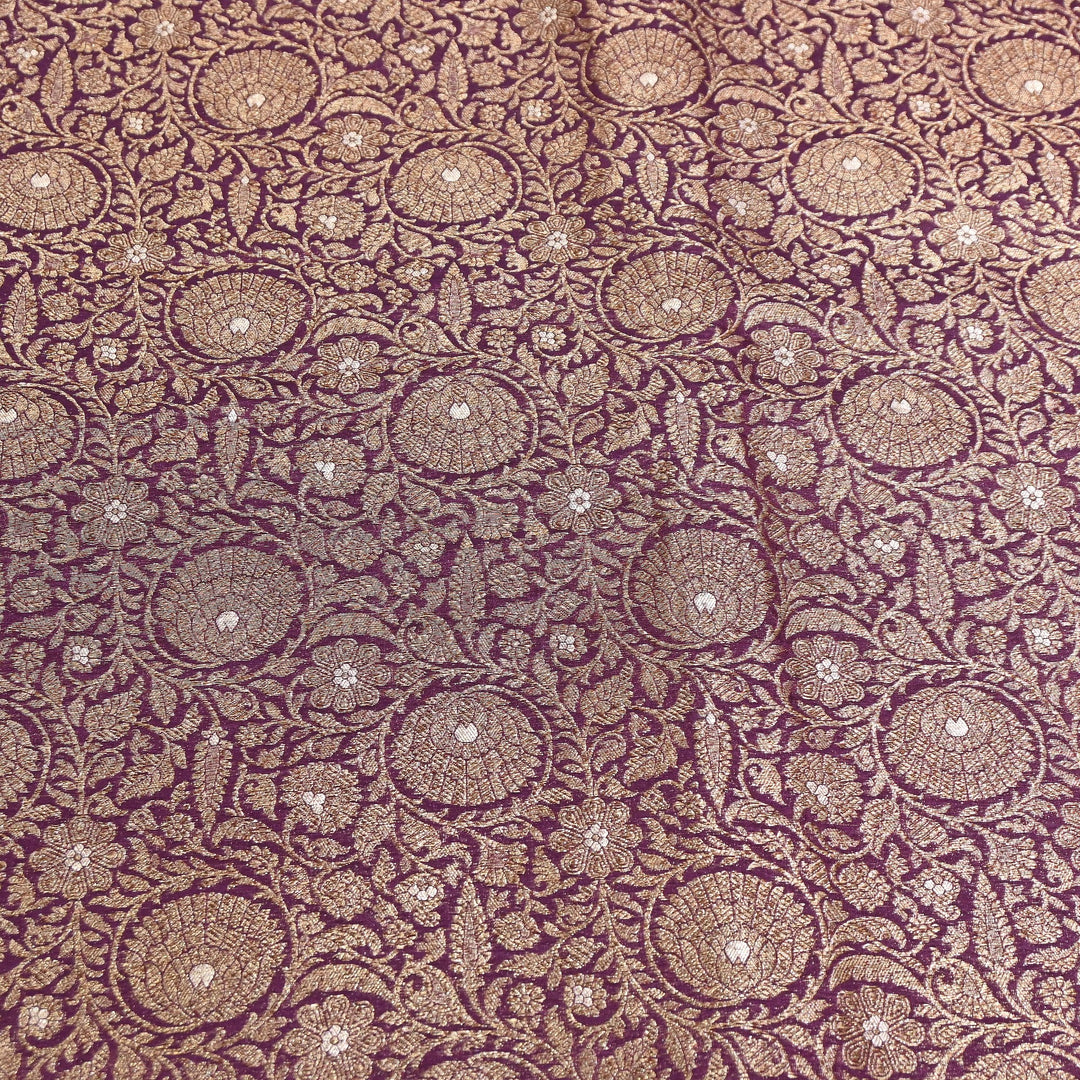 Premium Silk Katan Antique Brocade Fabric | Designer Zari Weave-001128-A16