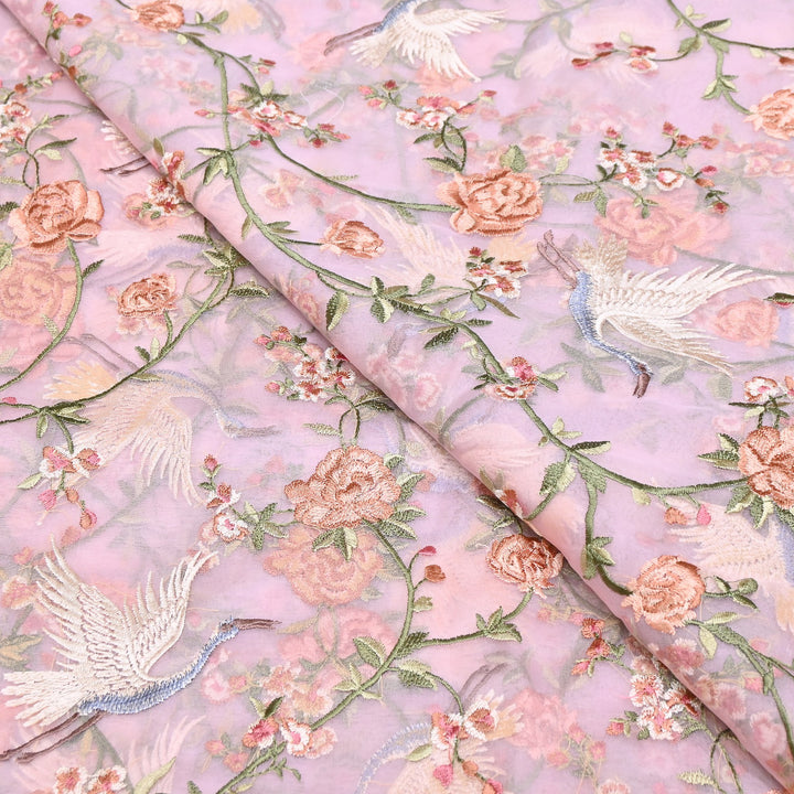 Premium Silk Organza Thread Embroidery Fabric | Designer Fabric | 0PA127-02