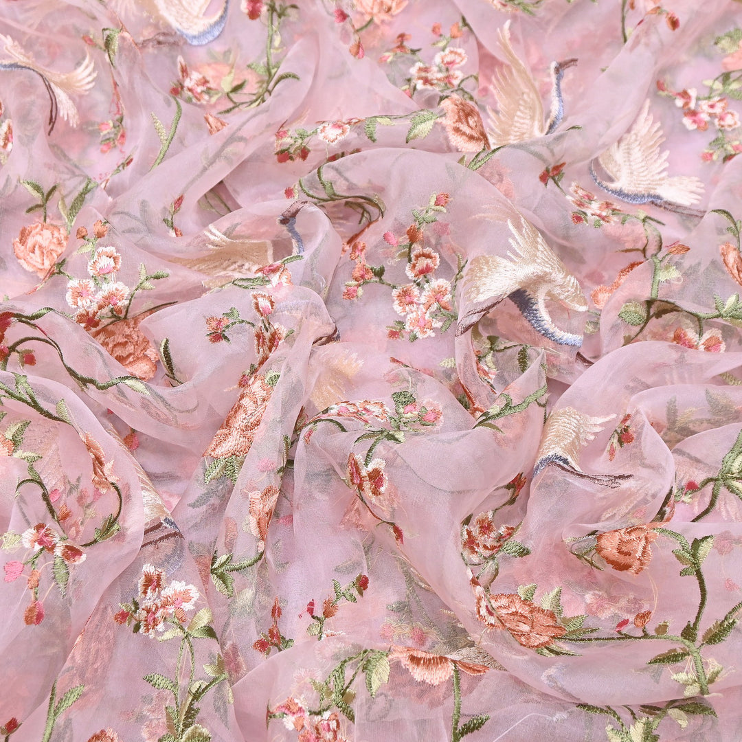 Premium Silk Organza Thread Embroidery Fabric | Designer Fabric | 0PA127-02