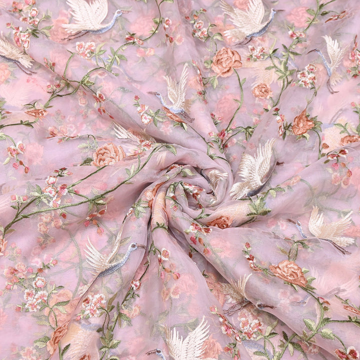 Premium Silk Organza Thread Embroidery Fabric | Designer Fabric | 0PA127-02