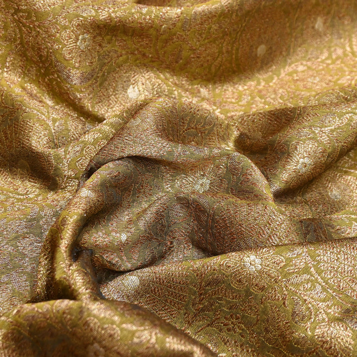 Premium Silk Katan Antique Brocade Fabric | Designer Zari Weave-001128-A18