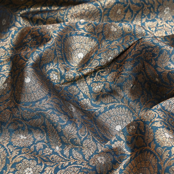 Premium Silk Katan Antique Brocade Fabric | Designer Zari Weave-001128-A19