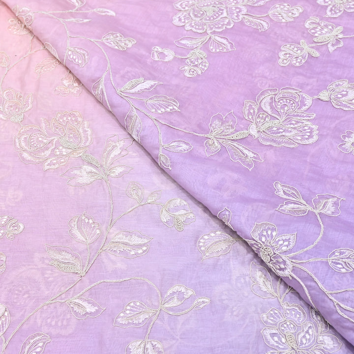 4D Shade Mul Chanderi Embroidery Fabric – Soft Floral Embroidered Summer Fabric GP4164-1