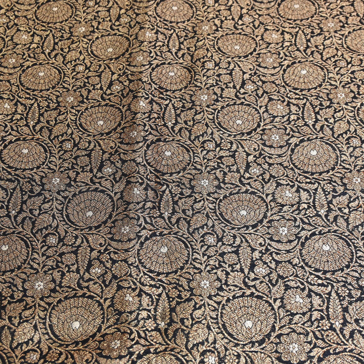 Premium Silk Katan Antique Brocade Fabric | Designer Zari Weave-001128-A22