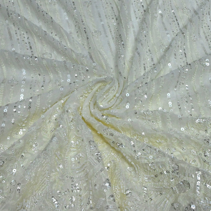 Dyed Viscose Georgette Moti Sequins Embroidery Fabrics