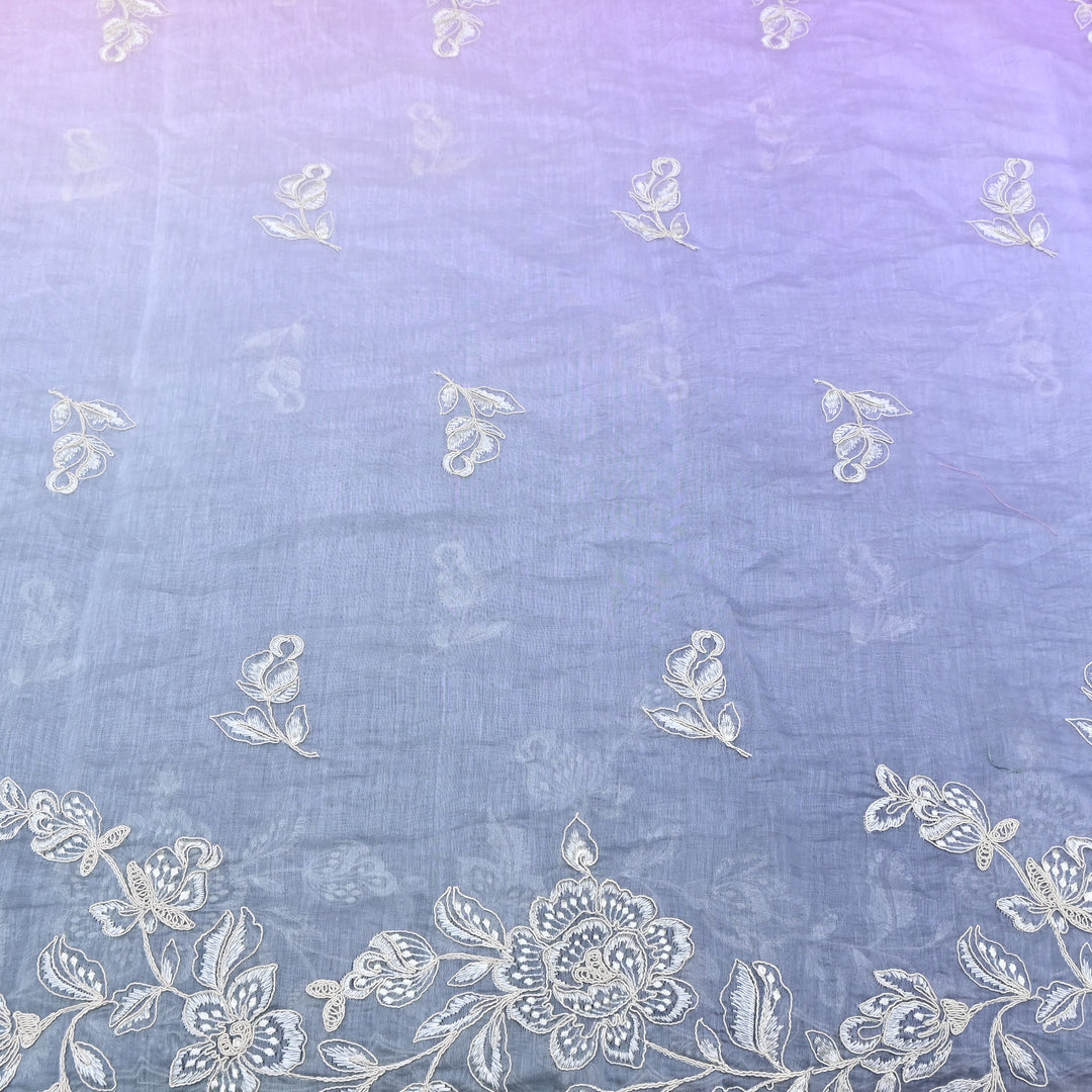 4D Shade Mul Chanderi Embroidery Fabric – Soft Floral Embroidered Summer Fabric GP4164A-1