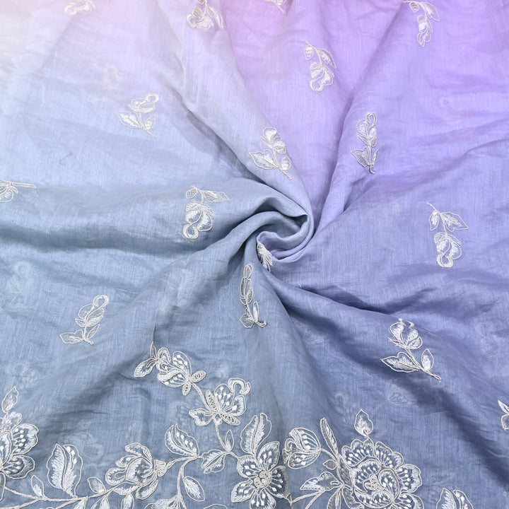 4D Shade Mul Chanderi Embroidery Fabric – Soft Floral Embroidered Summer Fabric GP4164A-1