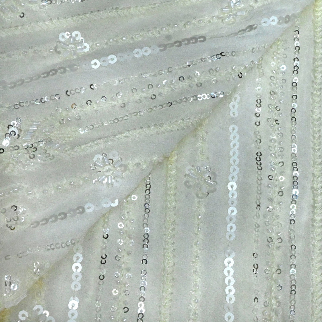 Dyed Viscose Georgette Moti Sequins Embroidery Fabrics