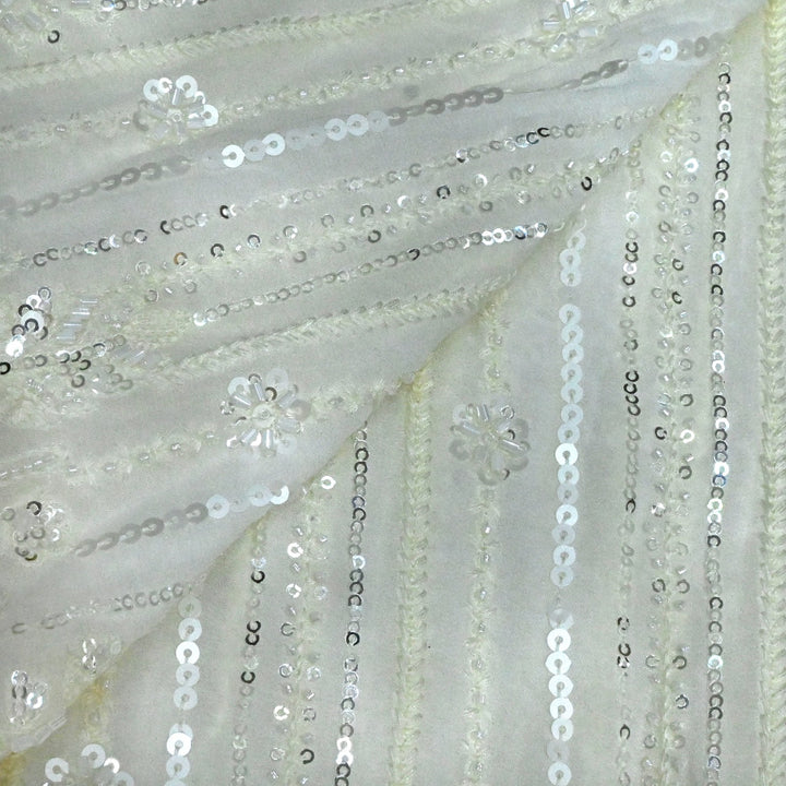 Dyed Viscose Georgette Moti Sequins Embroidery Fabrics
