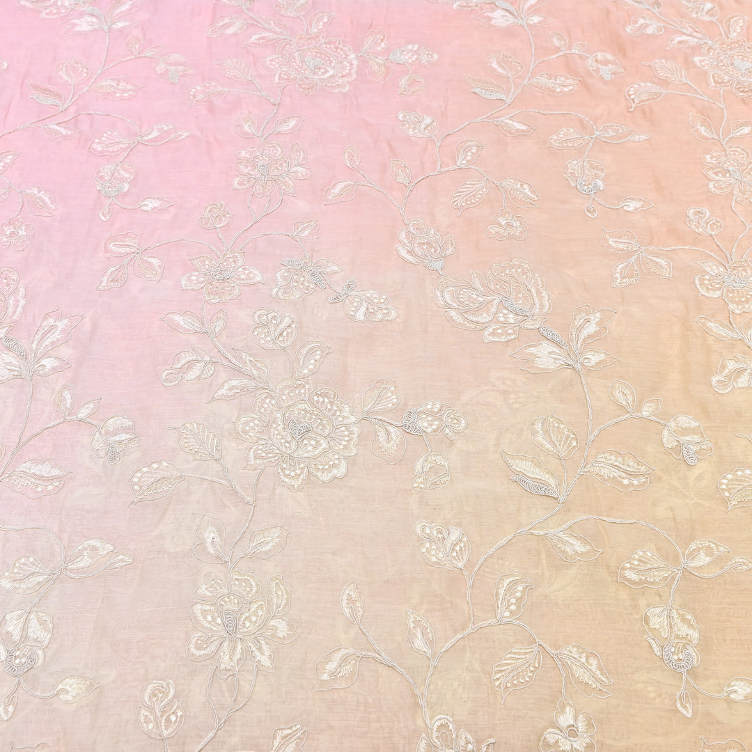 4D Shade Mul Chanderi Embroidery Fabric – Soft Floral Embroidered Summer Fabric GP4164-2