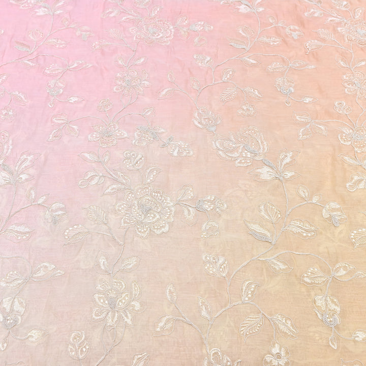 4D Shade Mul Chanderi Embroidery Fabric – Soft Floral Embroidered Summer Fabric GP4164-2