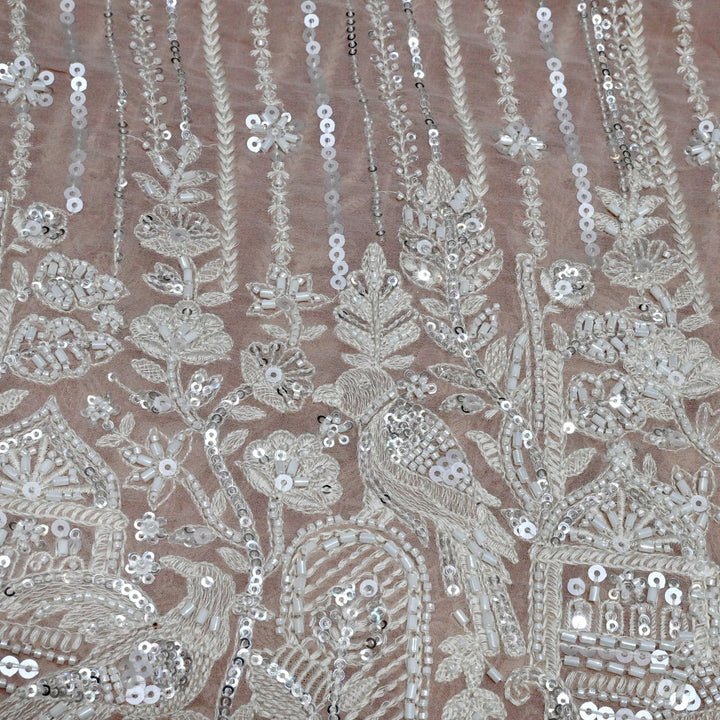 Dyed Viscose Georgette Moti Sequins Embroidery Fabrics