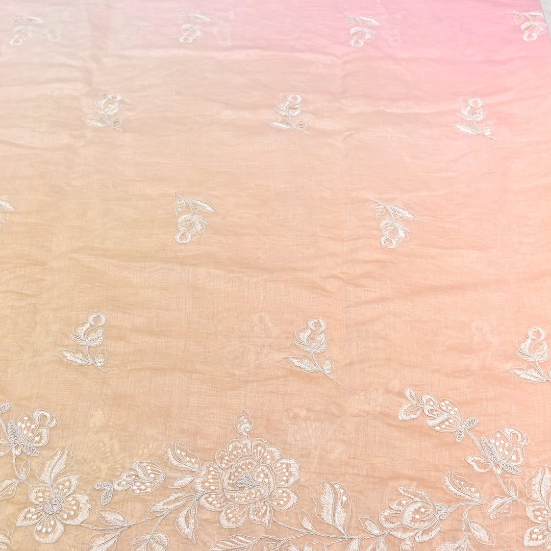 4D Shade Mul Chanderi Embroidery Fabric – Soft Floral Embroidered Summer Fabric GP4164A- 2