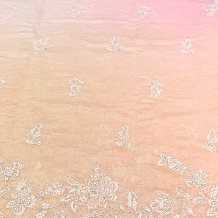 4D Shade Mul Chanderi Embroidery Fabric – Soft Floral Embroidered Summer Fabric GP4164A- 2