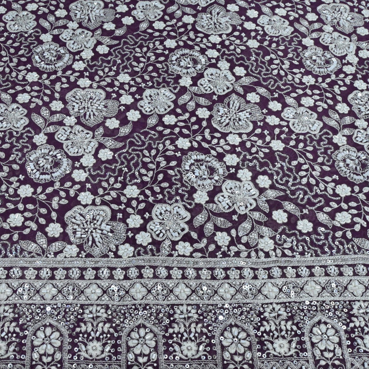 Dyed Viscose Georgette Moti Sequins Embroidery Fabrics