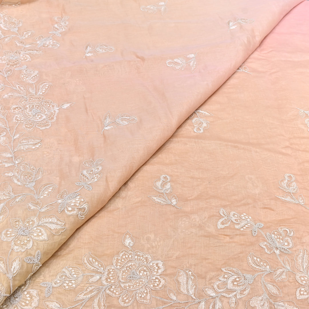 4D Shade Mul Chanderi Embroidery Fabric – Soft Floral Embroidered Summer Fabric GP4164A- 2