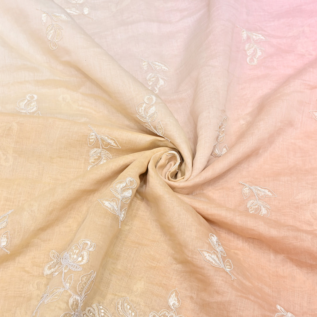 4D Shade Mul Chanderi Embroidery Fabric – Soft Floral Embroidered Summer Fabric GP4164A- 2