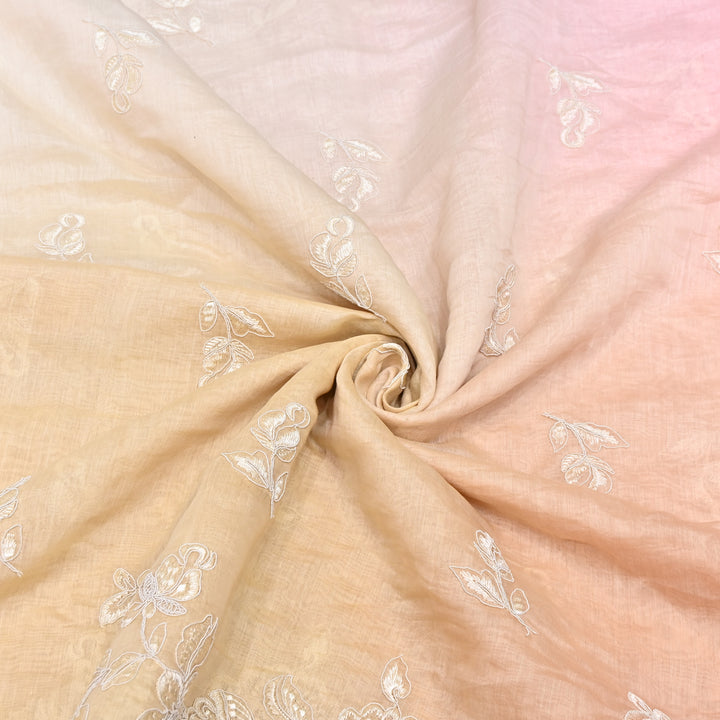 4D Shade Mul Chanderi Embroidery Fabric – Soft Floral Embroidered Summer Fabric GP4164A- 2