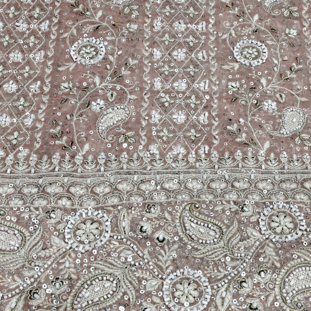 Dyed Viscose Georgette Moti Sequins Embroidery Fabrics