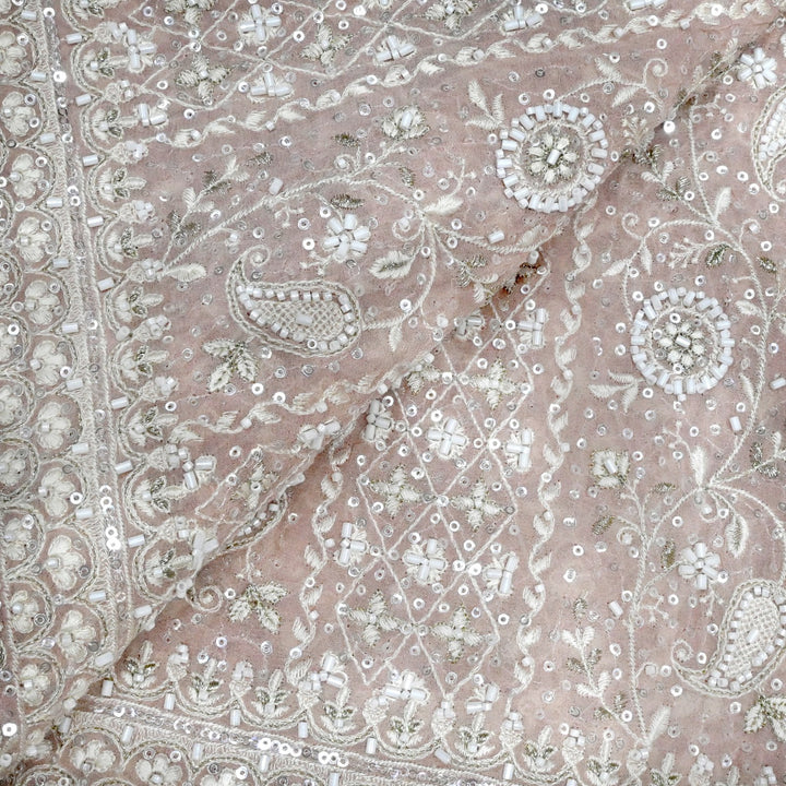 Dyed Viscose Georgette Moti Sequins Embroidery Fabrics