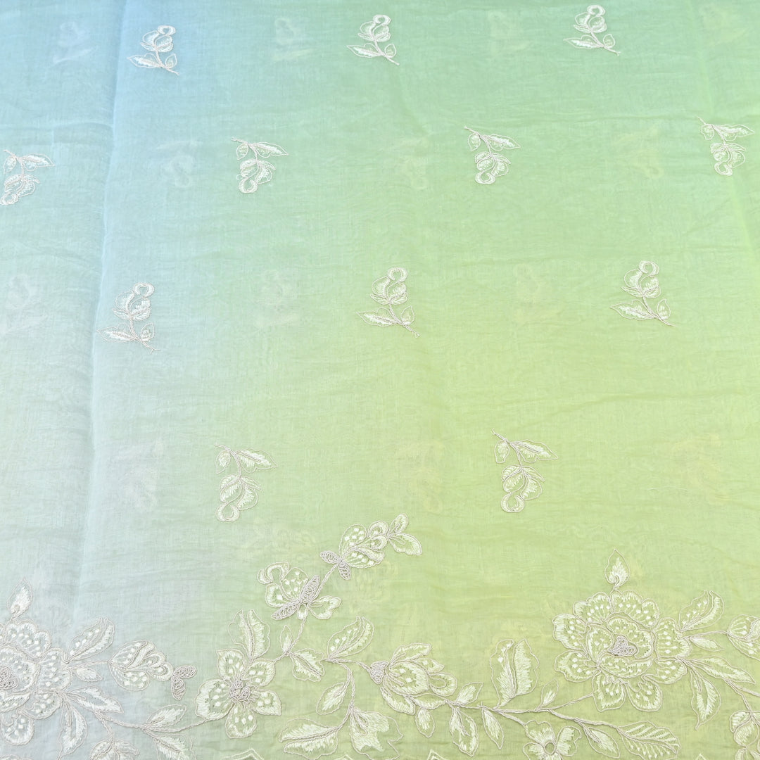 4D Shade Mul Chanderi Embroidery Fabric – Soft Floral Embroidered Summer Fabric GP4164A- 3