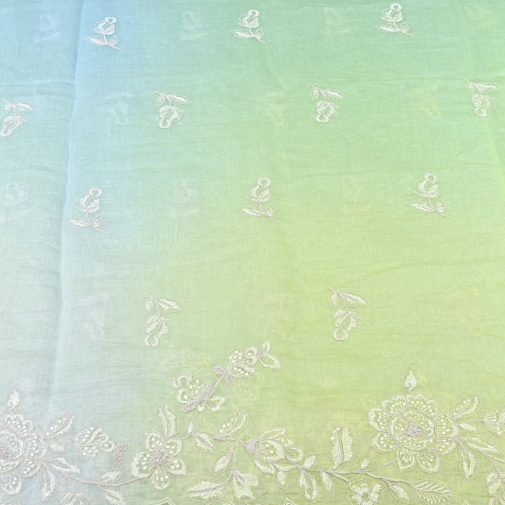 4D Shade Mul Chanderi Embroidery Fabric – Soft Floral Embroidered Summer Fabric GP4164A- 3
