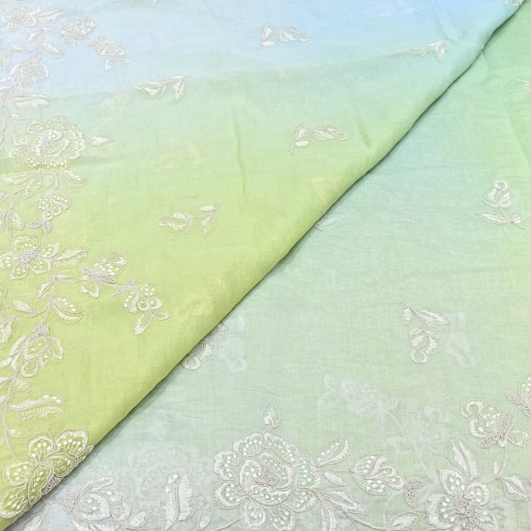 4D Shade Mul Chanderi Embroidery Fabric – Soft Floral Embroidered Summer Fabric GP4164A- 3