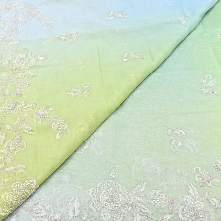 4D Shade Mul Chanderi Embroidery Fabric – Soft Floral Embroidered Summer Fabric GP4164A- 3