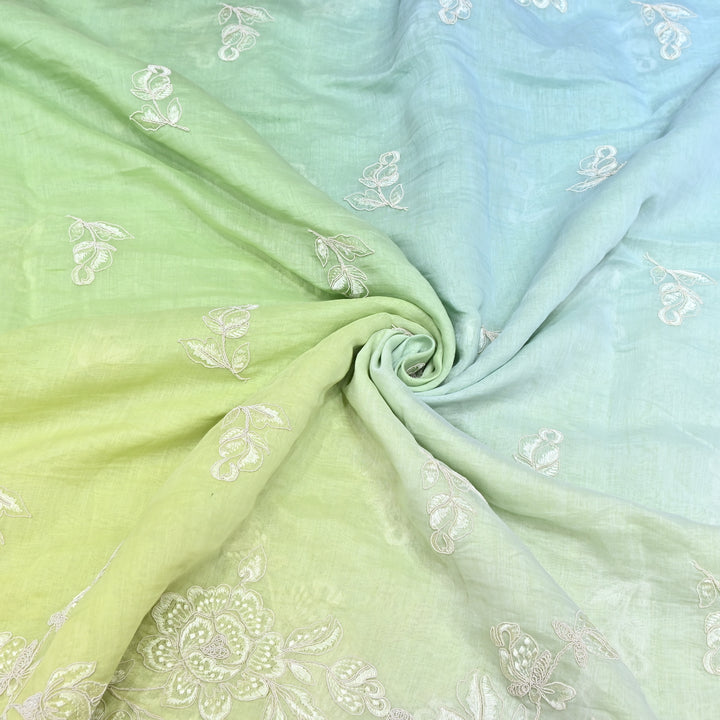 4D Shade Mul Chanderi Embroidery Fabric – Soft Floral Embroidered Summer Fabric GP4164A- 3