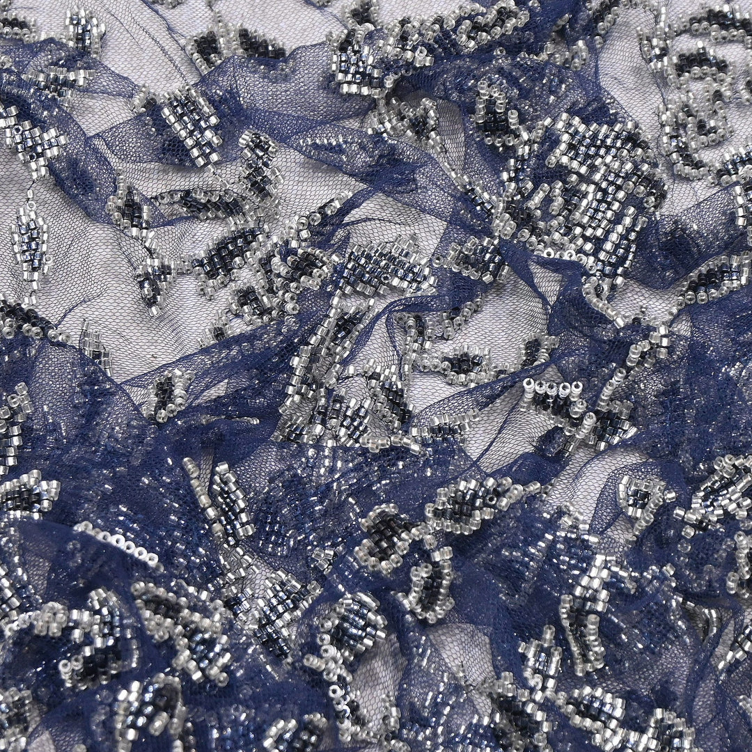 Premium Imported Net Cut Dana & Bead Embroidery Fabric 60" | CF4898-03