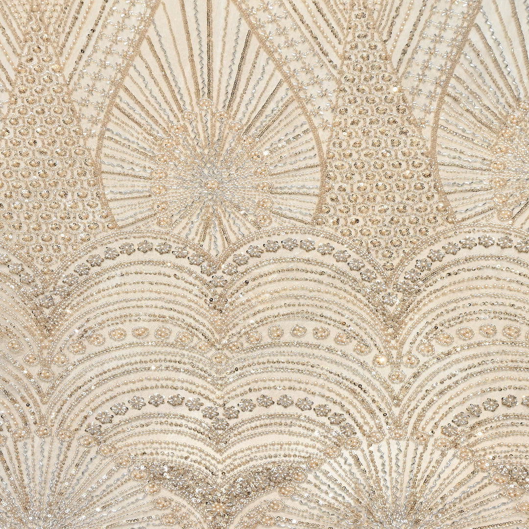 Imported Luxury Net Embroidery Fabric with Heavy Sequins & Beadwork | CF4858-A