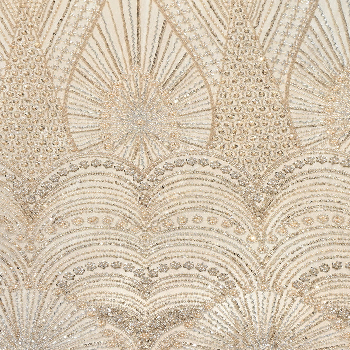 Imported Luxury Net Embroidery Fabric with Heavy Sequins & Beadwork | CF4858-A