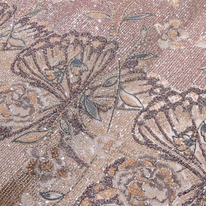 Imported Luxury Net Embroidery Fabric with Heavy Sequins & Beadwork | CF4818-1