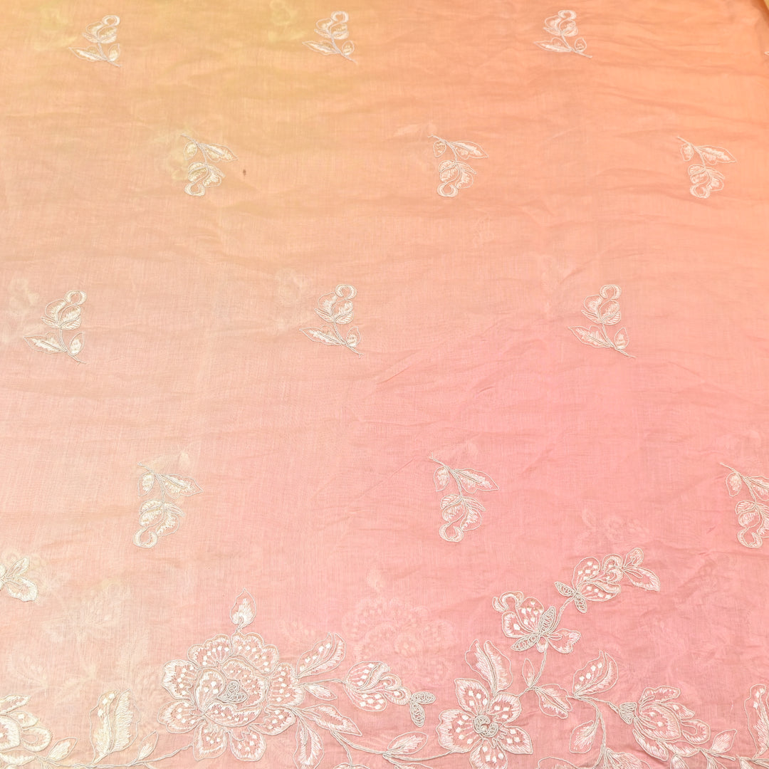 4D Shade Mul Chanderi Embroidery Fabric – Soft Floral Embroidered Summer Fabric GP4164A- 4